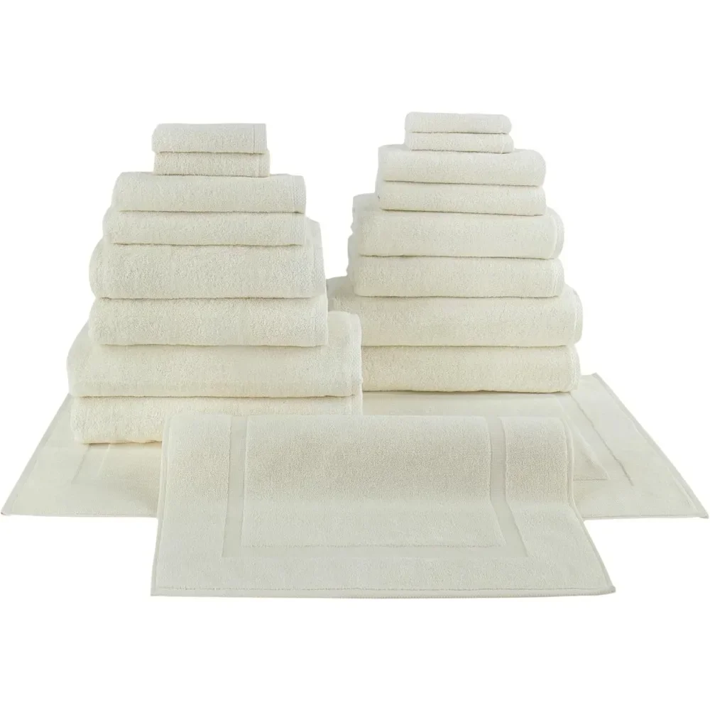 

CTT - 18 Piece Premium Towel Set, 100% Turkish Cotton, Absorbent & Comfy, Includes 4 Bath Towels, 4 Hand Towels,