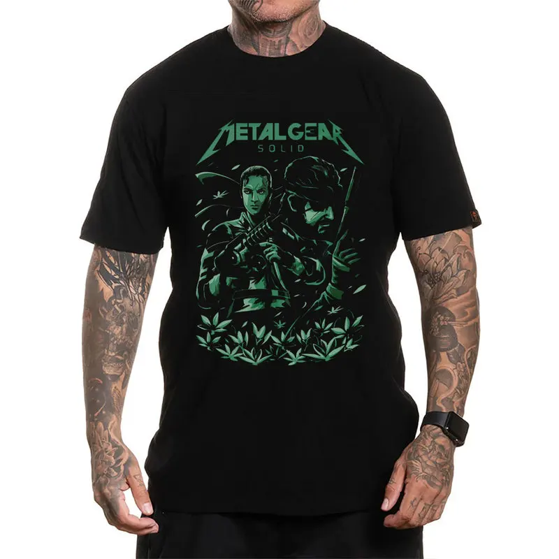 Metal Gear Solid MGS Game Gift T‑Shirt for Gamer Unisex Cotton Short Sleeve Tees Solid Snake Graphic Print Streetwear Tops