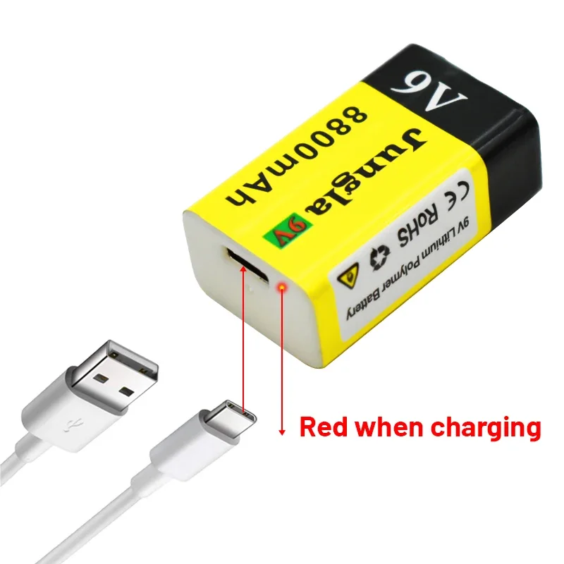 9V 8800mAh Li-ion Rechargeable Battery Micro USB Batteries 9 V Lithium for Multimeter Microphone Toy Remote Control KTV Use