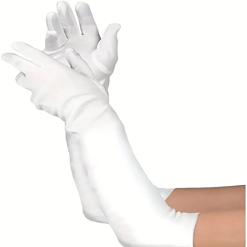 Long Elbow Satin Gloves Elegant Black White Silky Gloves 1920s Vintage Style Party Prom Wedding Decor Sleeves for Women 20.8inch