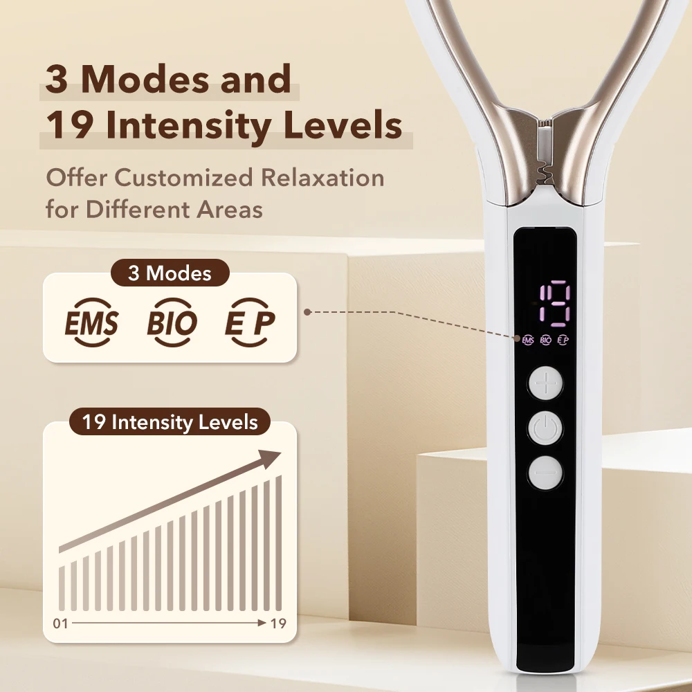 Household Microcurrent Roller 3 Modes 19 Levels Face Slimming V-Face Massage Instrument for Double Chin Lift and Tightening