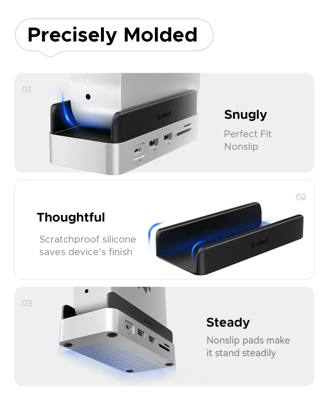 ORICO Storage Expansion Dock for Mac Mini M4&M4 Pro Stand USB3.2 Gen2 Type C Dock with 512G 1T 2T 4T M.2 SSD Options