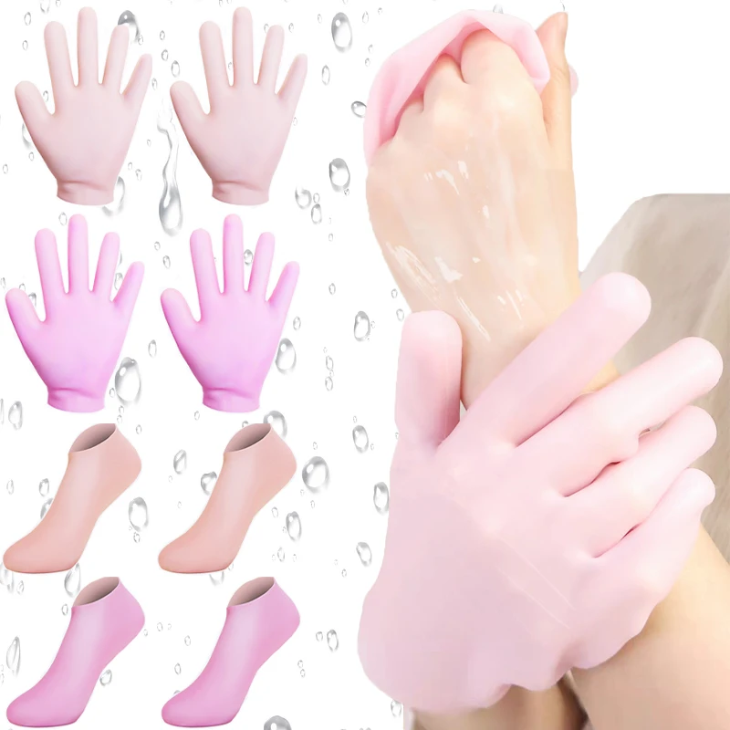 Moisturizing Anti Crack Glove Silicone Exfoliating Socks Hand Foot Care Protective Gloves Reusable Dry Dead Skin Remove Tool