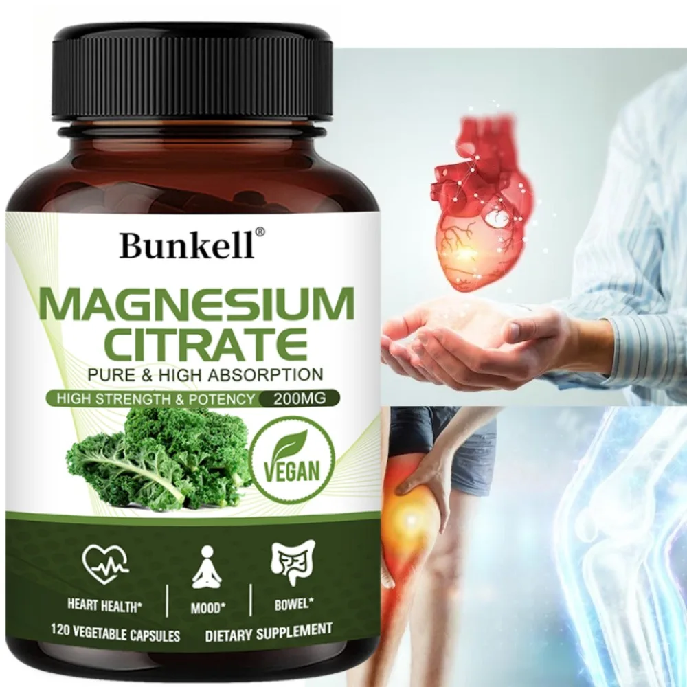 High Absorption Magnesium Citrate Capsules - for Muscle, Nerve and Energy Support, Improved Heart Health
