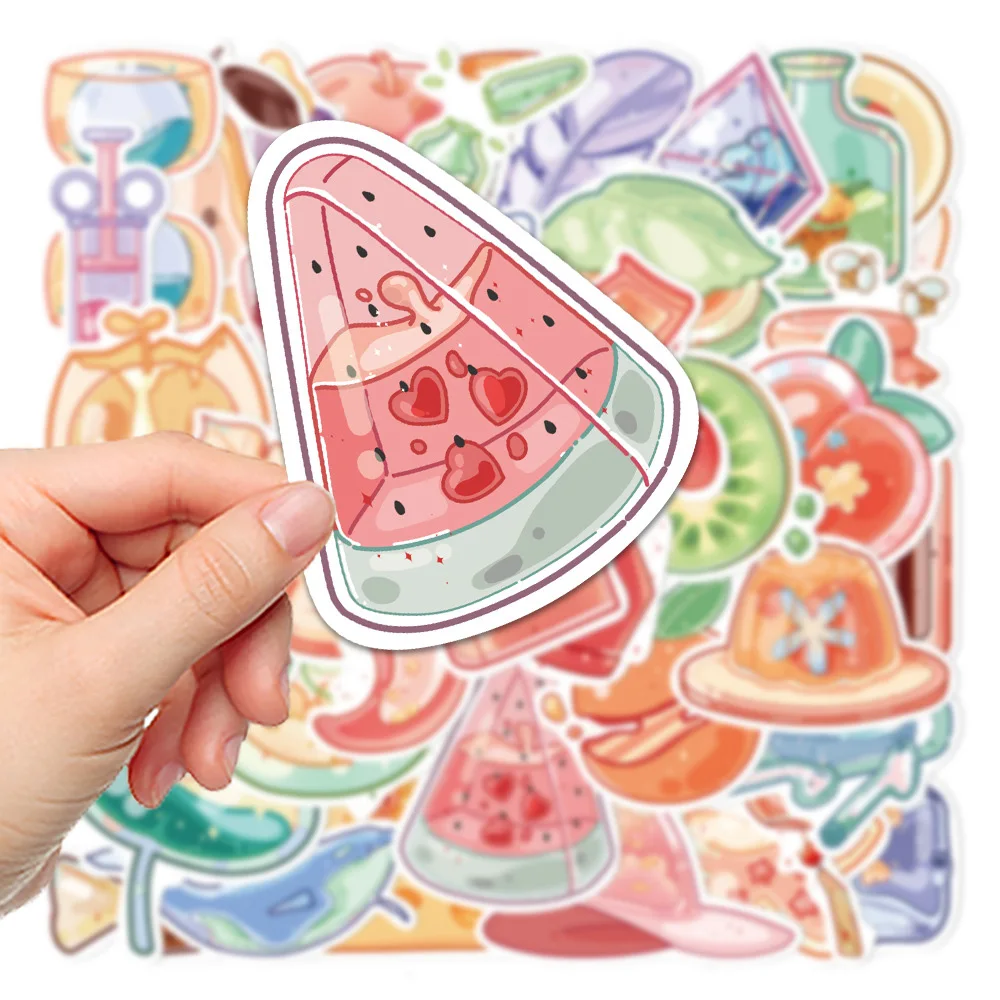 10/20/40pcs Cartoon Glass Food Stickers Aesthetic DIY Notebook Luggage Laptop Refrigerator Waterproof Cute Decals Wholesale