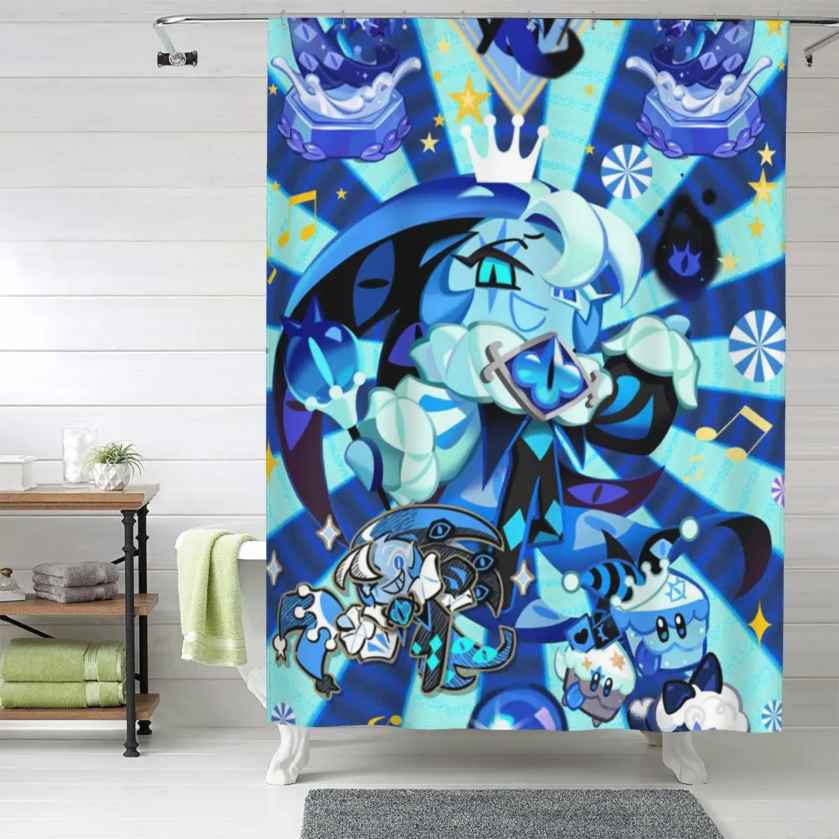 

Занавеска для душа Shadow Milk Cookie Run Kingdom, полиэстеровая, водонепроницаемая, для ванной комнаты, с крючками