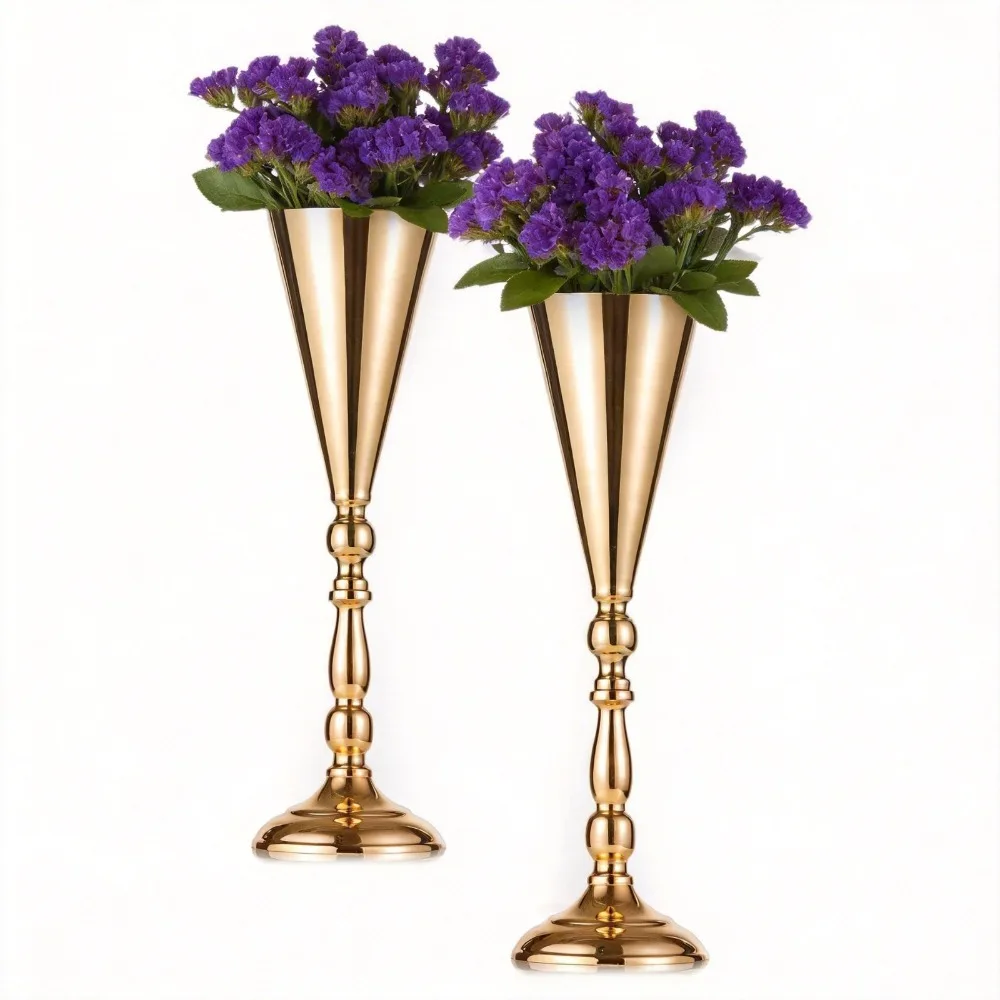 

Gold Flower Stand Wedding Centerpiece 2PCS Metal Vase Table Decor for Party Anniversary Event Luxury Home Decor