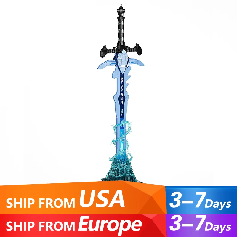 862PCS Game Expert Frostmourne Sword Building Block Warcraft Lich King Frosty Sorrow Sword Model Bricks Blocks Toy for Kids Boys