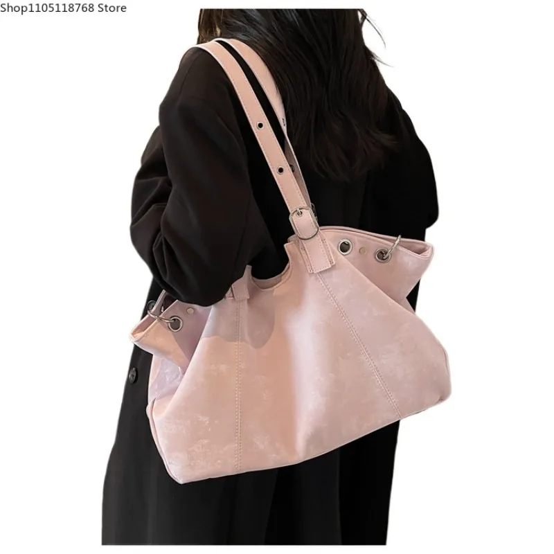 

Large Capacity Tote Bag for Women Vintage Faux Suede Bucket Bag Handle Purse for Travel Shopping Bag