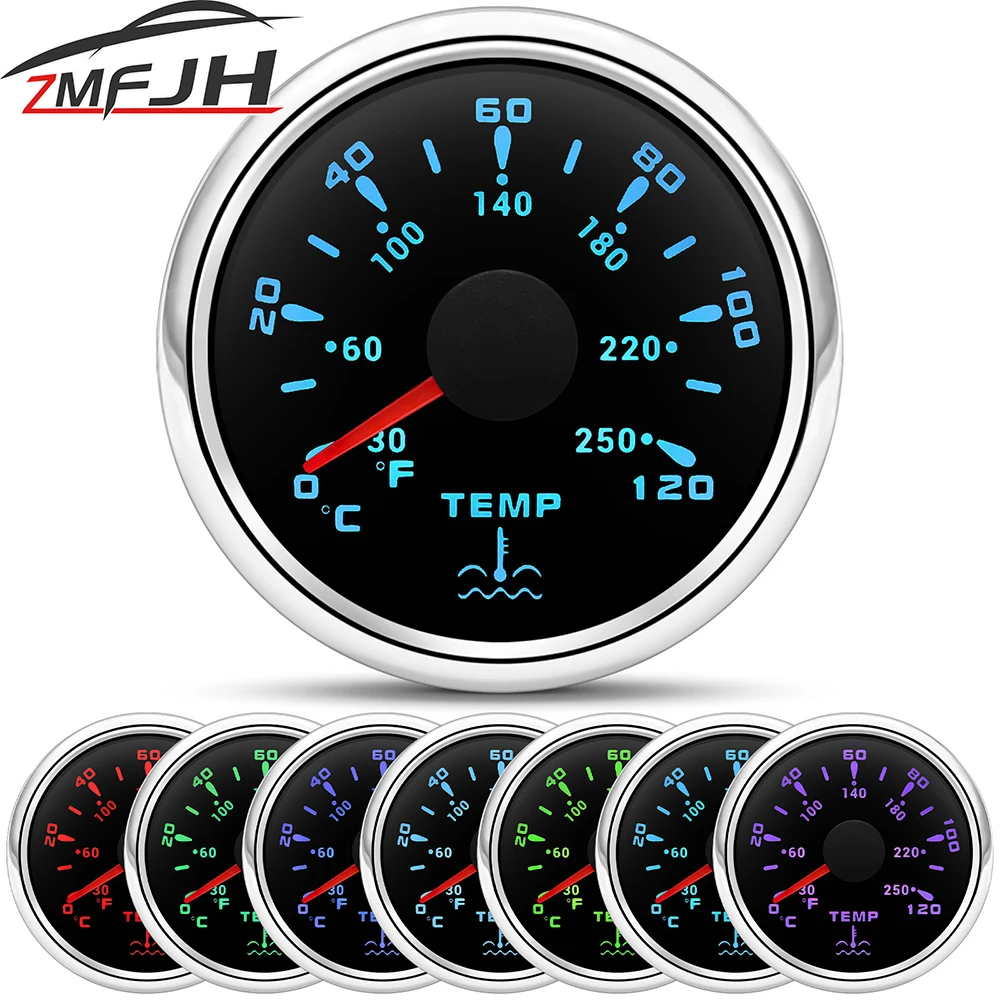 7 Farben Hintergrund beleuchtung Wasser temperatur anzeige 0-100% ℃ 30-100 ° C Wasser temperatur anzeige für Marine boot Auto LKW wasserdicht 12V 24V
