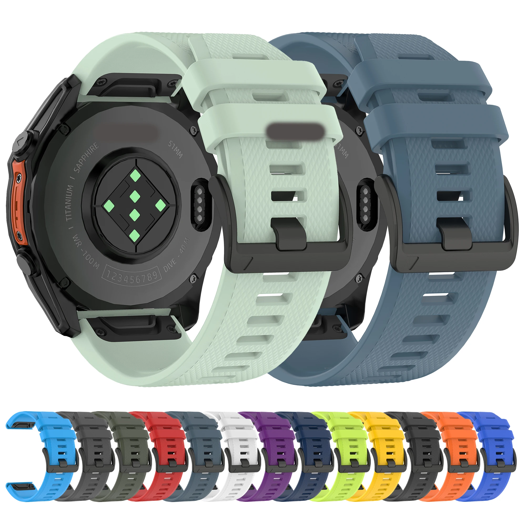 22mm 26mm Silikon-Uhrenarmband für Garmin Fenix 5 5X PLUS 6 6X 7 7X SOLAR Uhrenband Fenix 8 EPIX Tactix 47 51mm Enduro QuickFit