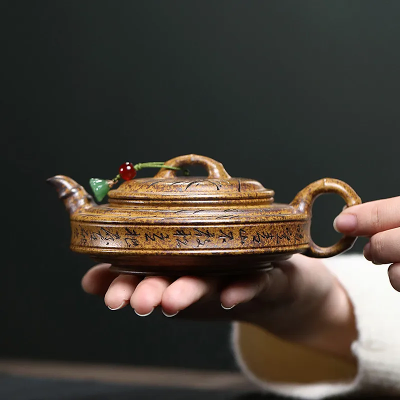 

Yixing Purple Clay Teapot Handmade Bamboo Leaf Tea Pot Beauty Tea Infuser Kettle Household Teaware Chinese Zisha Tea Set 150ml