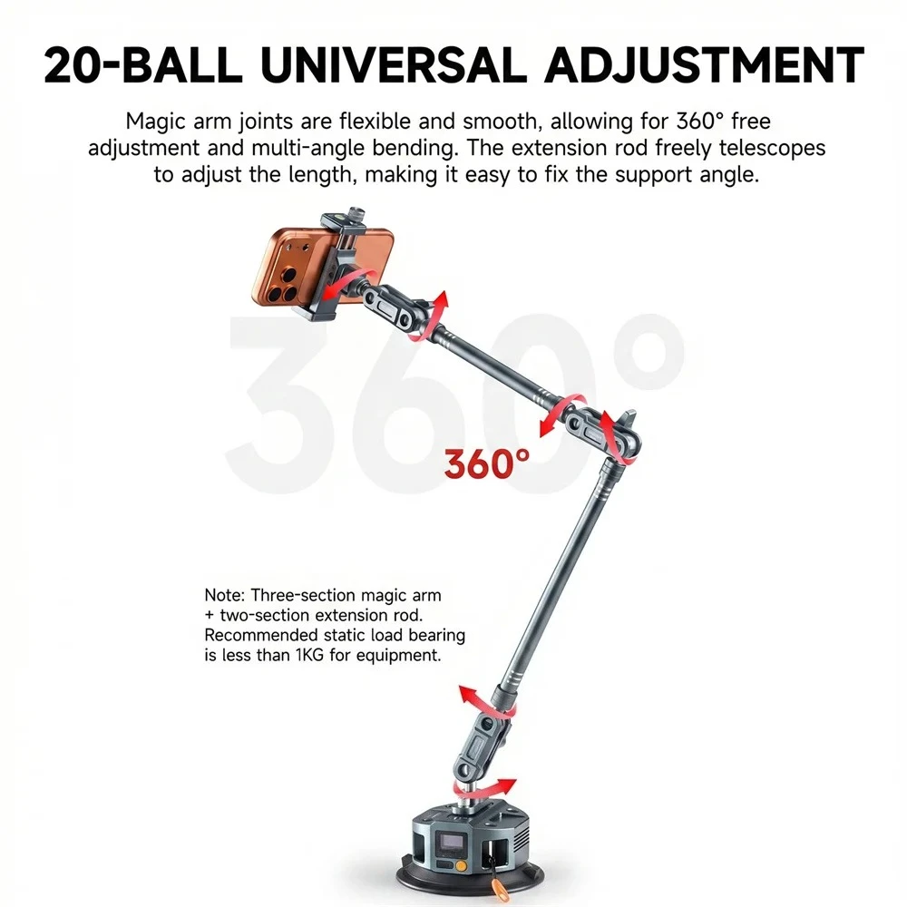 Electric Vacuum Car Mount with Auto Air Pump for Windshield Phone Holder Live Video Vlogging