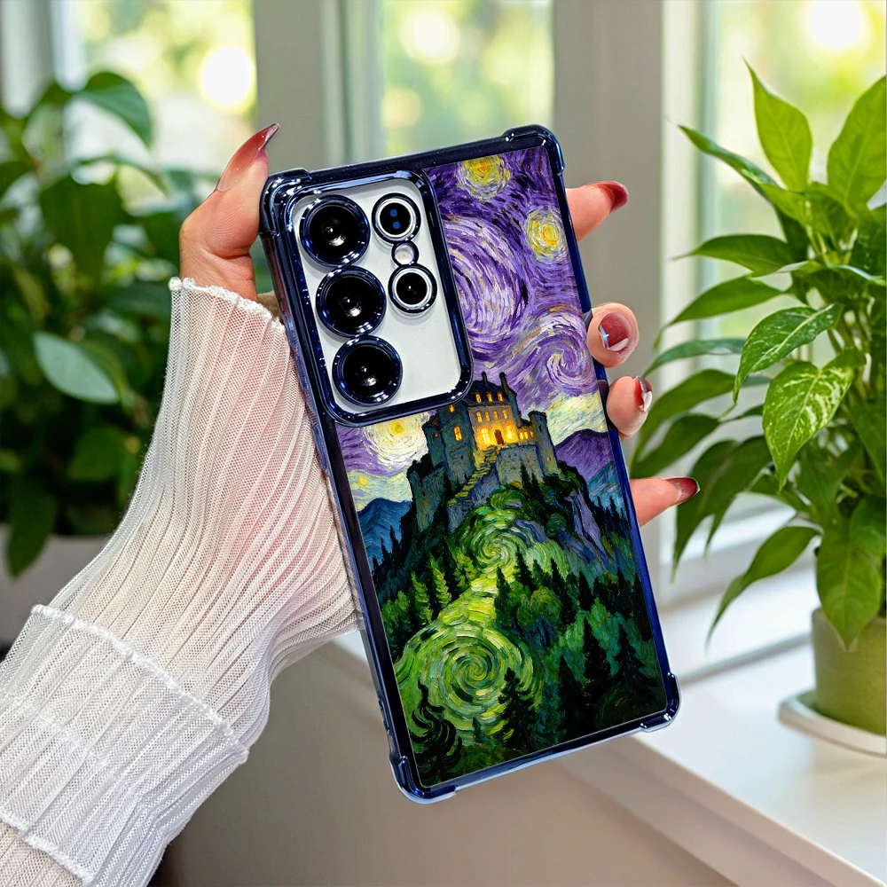 Starry Night Castle Painting Fashion Slim Shockproof Phone Case For Samsung Galaxy S26 S25 Ultra FE Daily Protective Back Cover