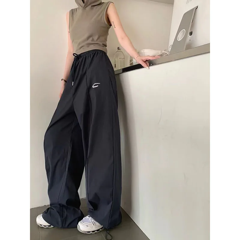 

Fashion Loose Parachute Pants Women Y2K Harajuku Oversized Streetwear Drawstring Sports Trousers Korean Hip Hop Wide Leg Pants