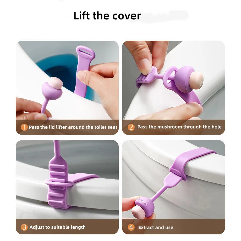 Cute Mushroom Toilet Lid Lifter Tool Closestool Holder Ring Flapper Lifting Device Bathroom Sanitary Adjustable Toilet Seat Lid