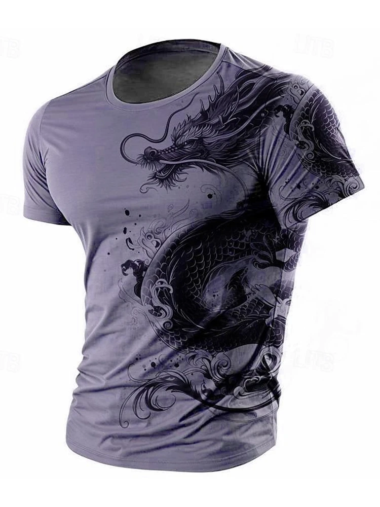 Men's T-shirt 3D dragon print summer daily casual men's street T-shirt short sleeved outdoor sports city fashion men's T-shirt image 4