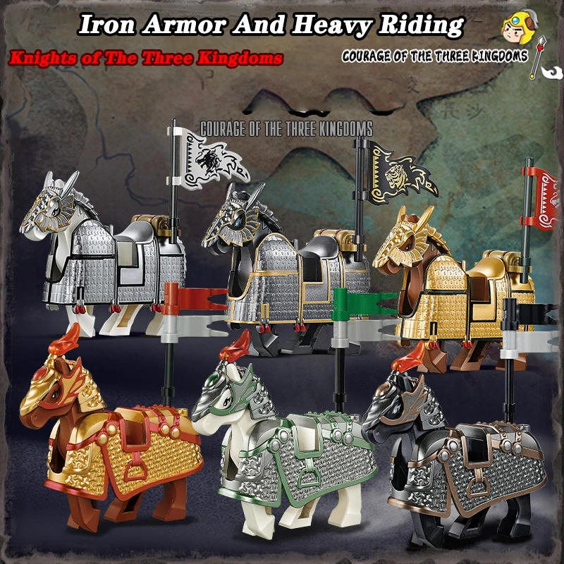 Moc Animal Medieval Dragon War Horse Bear Elk Wolf Tiger Mammoth DIY Model Building Blocks Kids Toys Gifts Boys Girls Juguetes