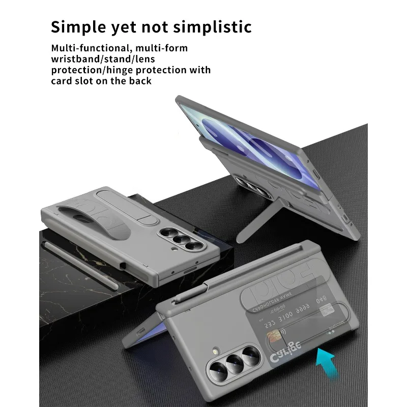 For Samsung Z Fold 8 Ultra 180° Foldable with Wrist Strap  Kickstand Camera  Hinge Protection Back Card Slot Shockproof Cover