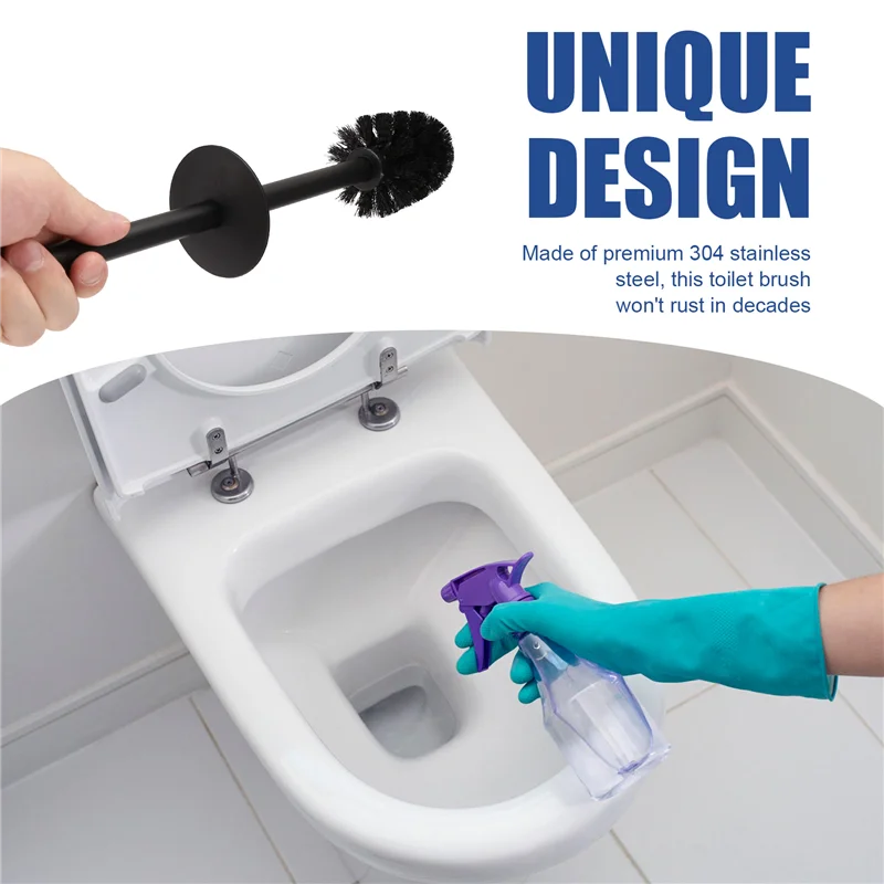 Toilet Brush And Holder, Bathroom Stainless Steel Toilet Brush With Holder, Toilet Wall Mounted Cleaning Brush-AA26