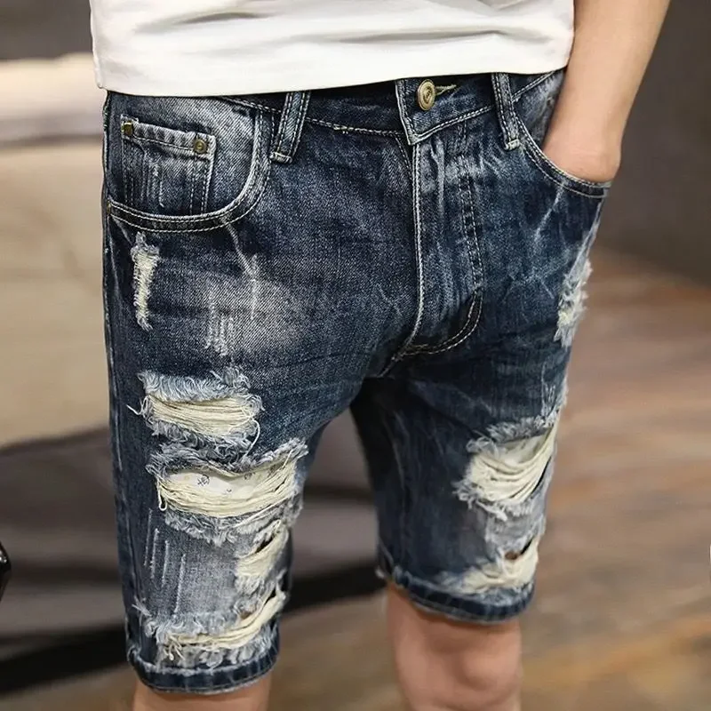 Men's Short Jeans Pants Straight Buttons with Pockets Male Denim Shorts Y2k Fashion Sale Retro Popular Rude Jorts Original Xl