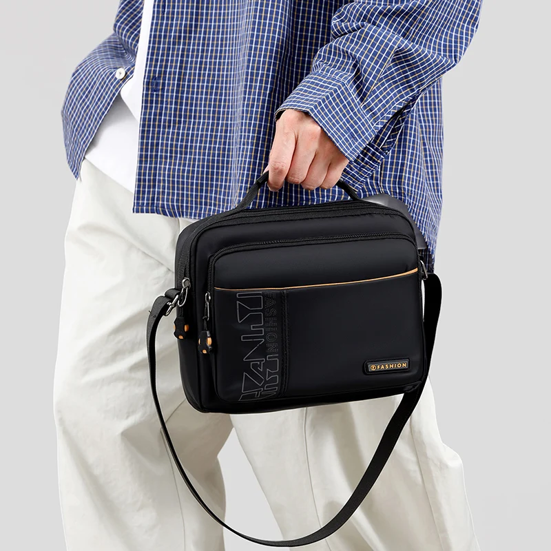 Men's Large Capacity Waterproof Messenger Bag – Durable Nylon Crossbody with Multi-Pockets for Travel & Work