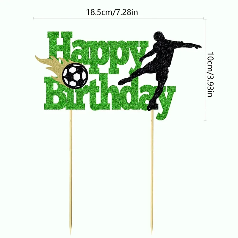 1Pc Soccer Cake Topper Happy Birthday Sign Football Player Cake Decorations for Sport Theme Man Boy Girl Birthday Party Supplies