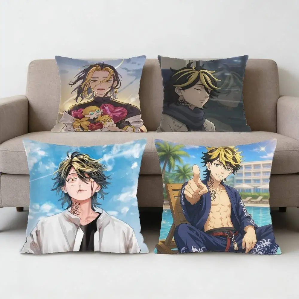 TokyoR-Revengers Kazutora Hanemiya Pillow Case for Sofa Living Room Home office Decor Protective Cover