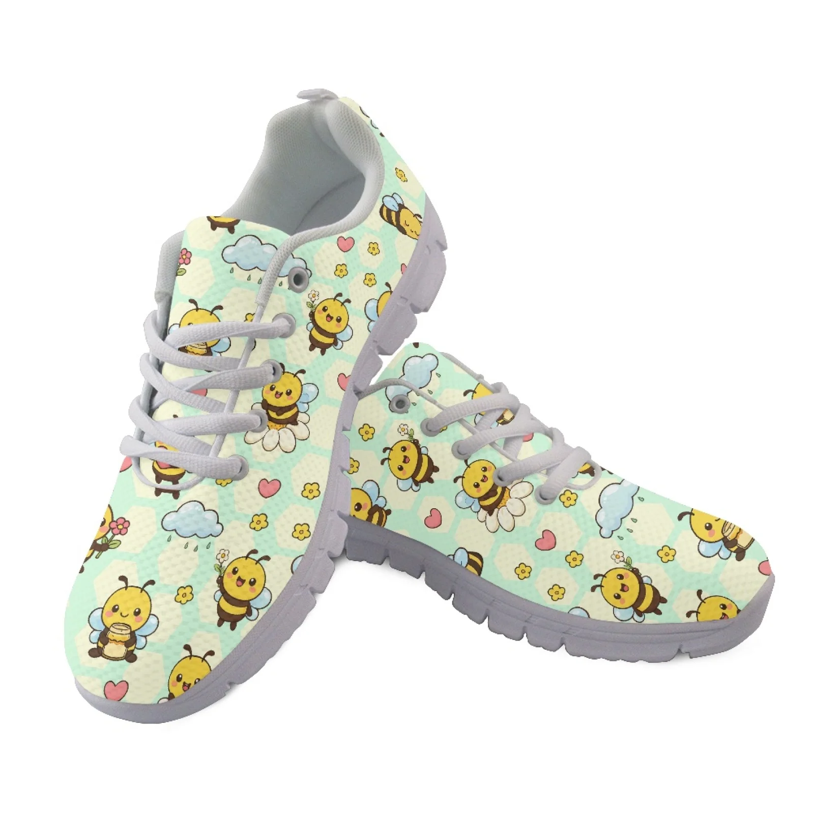 Coloranimal Cute Honey Bee Casual Tennis Shoes Women Running Shoes Running Sneakers for Mens Womens