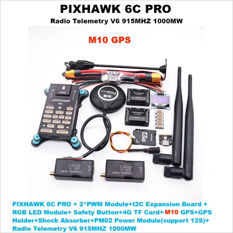 PIXHAWK 6C PRO FMUV6C Ardupilot PX4 32 Bit Flight Controller Autopilot with 4G SD Safety Built-in Buzzer Copter Plane Rover Boat