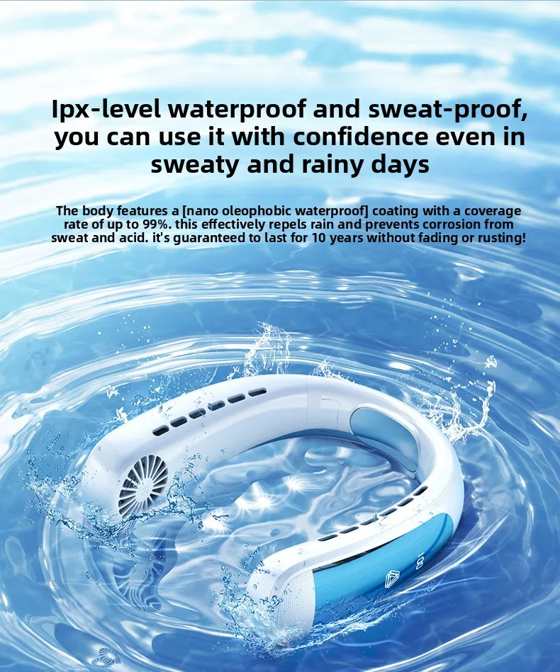Sports Neck Hanging Cooling Small Fan Portable Neck Hanging Digital Display Strong Wind Silent Bladeless Charging Small Fan