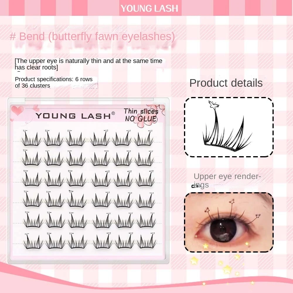 Cílios postiços criativos segmentados, faça você mesmo, 6-11.5mm, cluster individual, grande capacidade, borboleta, amor, formato de coração