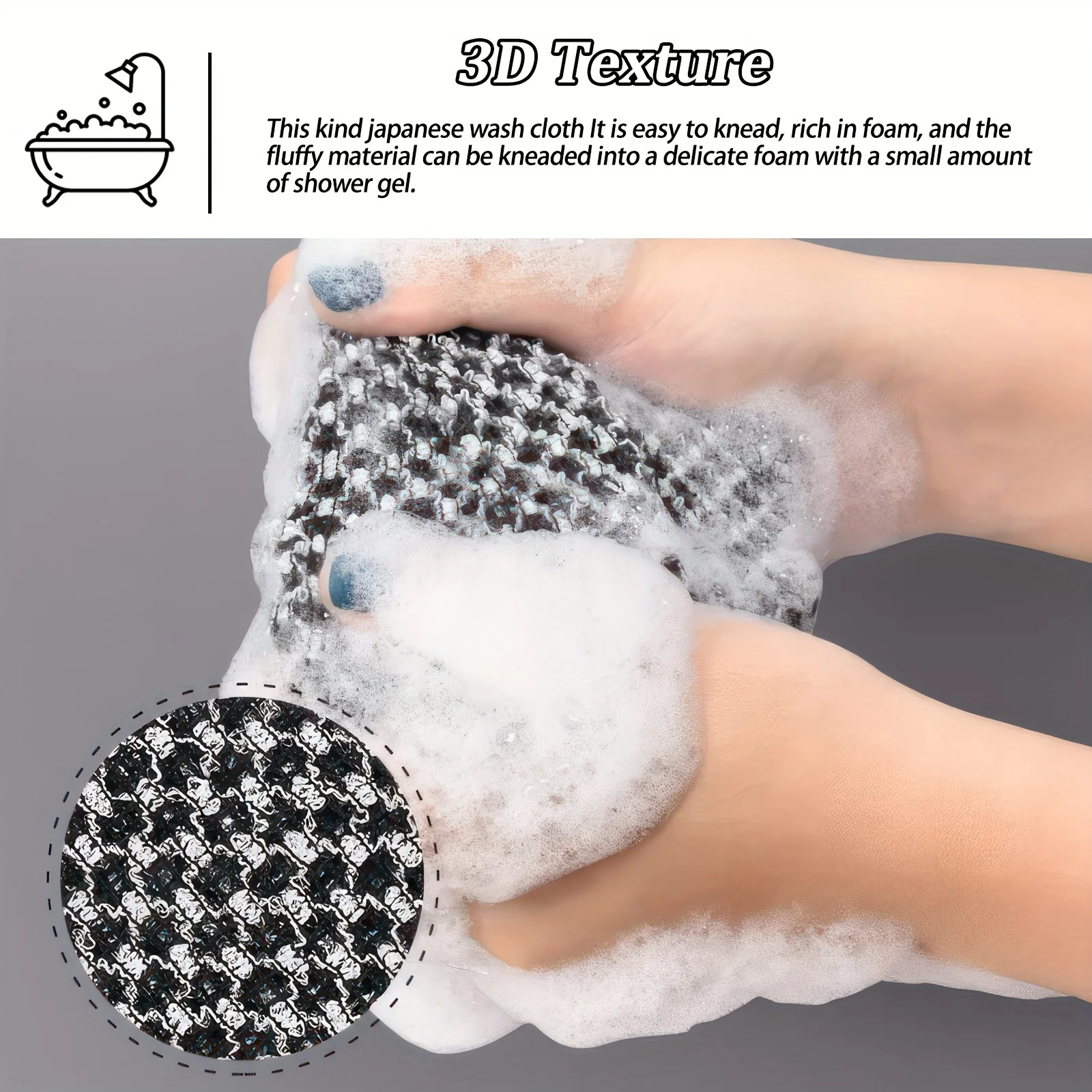 2 قطعة منشفة استحمام التقشير للرجال والنساء فرشاة تنظيف الجسم على الوجهين مع أنماط مخططة شبكية لتدليك سبا للاستحمام #3
