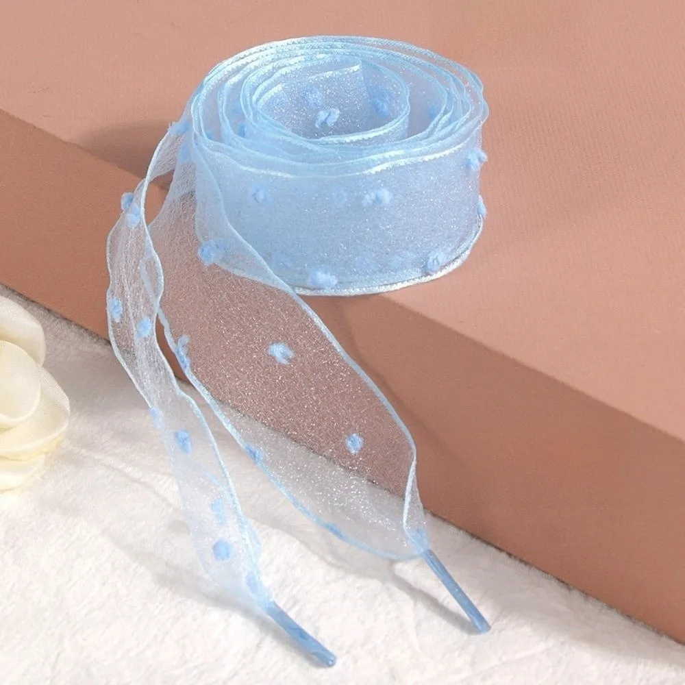 1Pair Transparent Sheer Organza Bow Shoelaces Chiffon 2.5cm Width Organza Shoe Laces 120cm Length Replacement Laces
