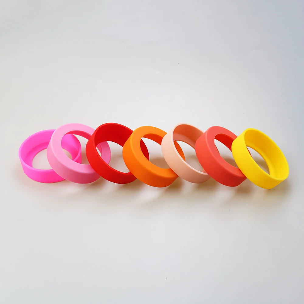 28 Colors 6.0CM Silicone Cup Bottom Cover 60MM Cup Bottom Ring Coaster Sleeve Sheath Wear-resistant Anti-fall Bottom Cover