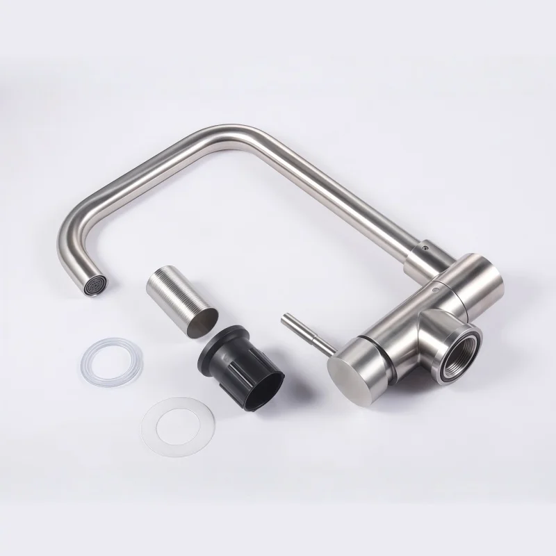 Stainless Steel Foldable Faucet Hot and Cold Kitchen Window-Sized Sink Universal Rotatable Low-Profile Splash-Proof