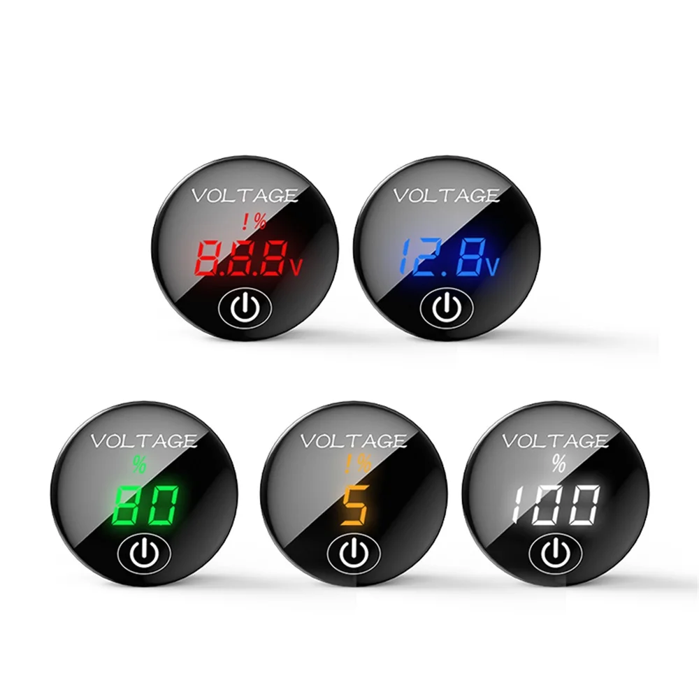 DC 12V 24V Car Voltmeter LED Digital Display with Touch Switch, Suitable for Boat Marine Vehicle Motorcycle