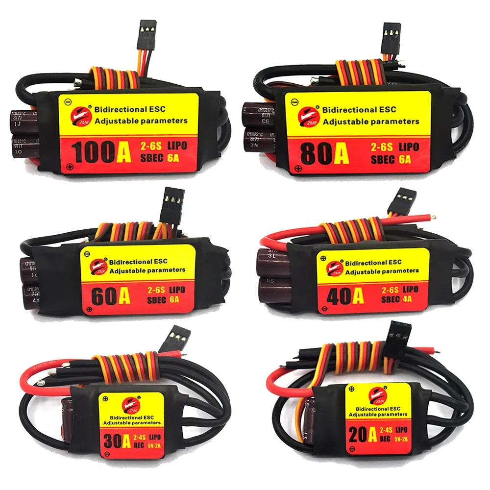 

ZMR двунаправленный Регулируемый 12A 20A 30A 40A 60A 80A 100A бесщеточный ESC UBEC для подводных катеров с дистанционным управлением