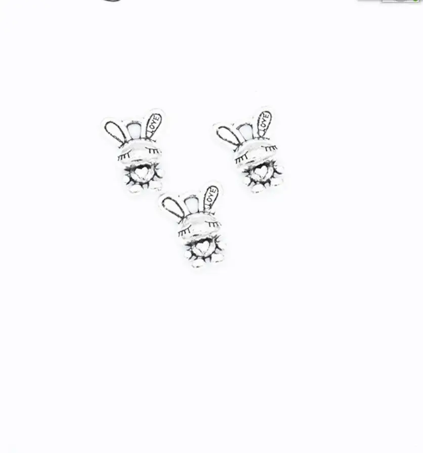 50pcs 16*13mm Rabbit Charm Pendants For Jewelry Making Antique Silver Color Animal Rabbit Pendants Charm Rabbit F0816