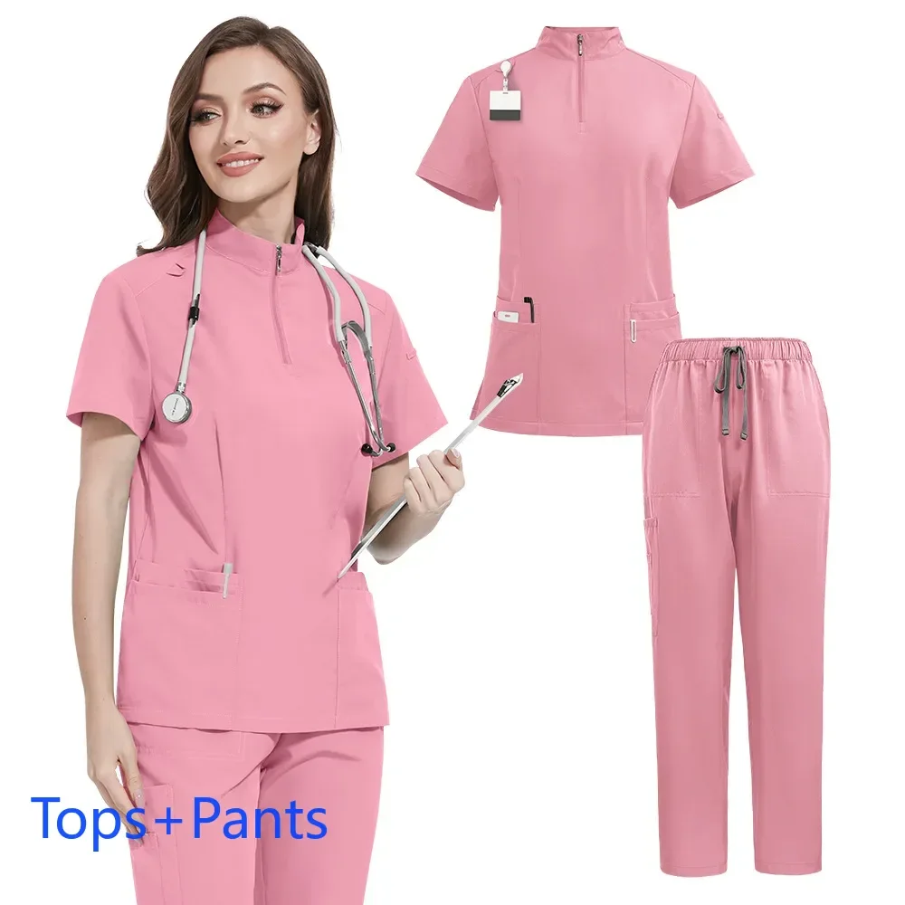 Uniformi mediche Infermiera Salone di bellezza Abbigliamento da lavoro Clinico Unisex Top Pantaloni Dottore Tuta infermieristica Uniformi chirurgiche Negozio di animali ScrubsSet