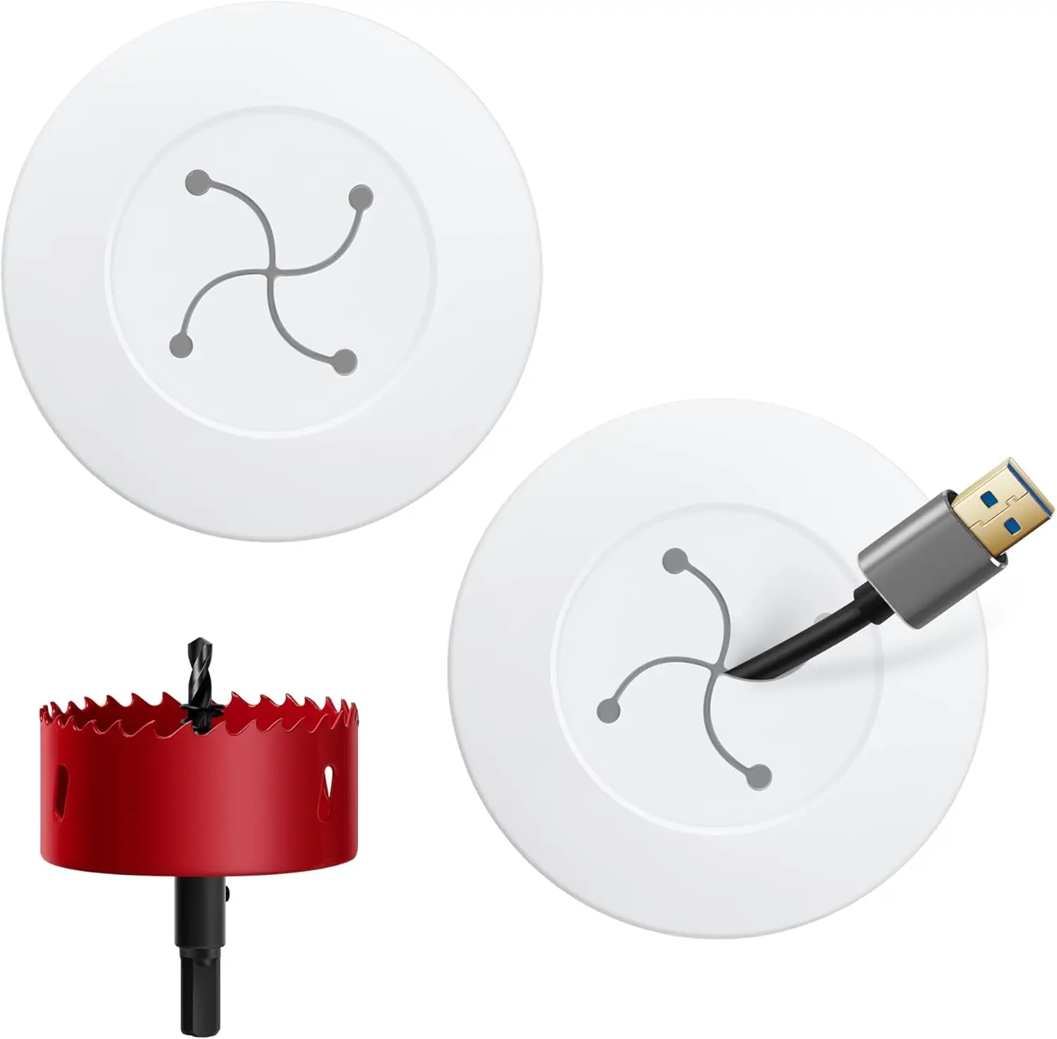 

In Wall Cable Management Kit for TV, Cord Hider with Hole Saw Drill Attachment and 2 Locking Brackets for Large Capacity