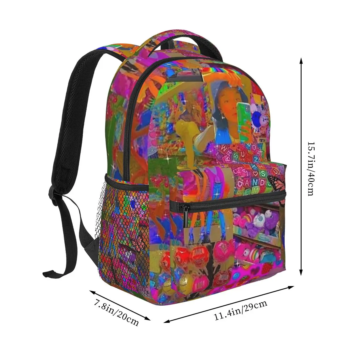 Sac à Dos de Collage Esthétique Indie pour Garçon et Fille, Cartable d'École pour Enfant, Cartable de Voyage de Dessin Animé, Grande Capacité