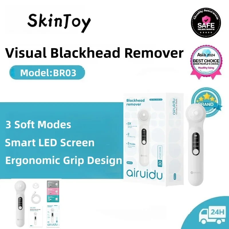 Professionele mee-eterverwijderaar met 3 modi Zacht comfort Sterke zuigkracht Neusreiniging 5x vergroting LED-licht Type-C Opladen