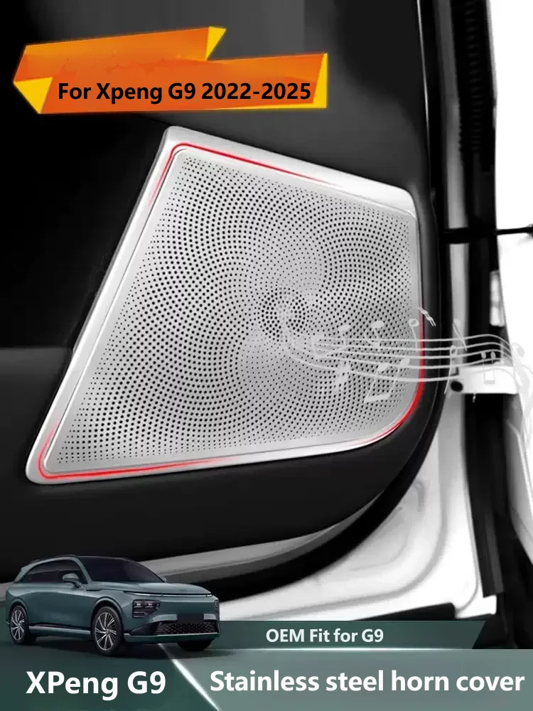 Car Accessories For Xpeng G9 2022-2025 Stainless Auto Accessories Interior Door Speaker Audio Horn Cover Trim Frame Sticker