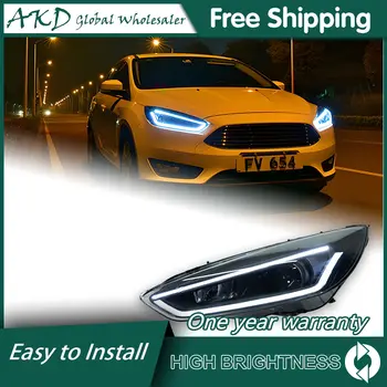 AKD汽車改裝福特福斯3 LED頭燈(2015-2018)福斯LED頭燈日行燈雙氙氣透鏡遠近光示廓燈霧燈 10 最佳銷售 福特福克斯3 LED大燈 - №1