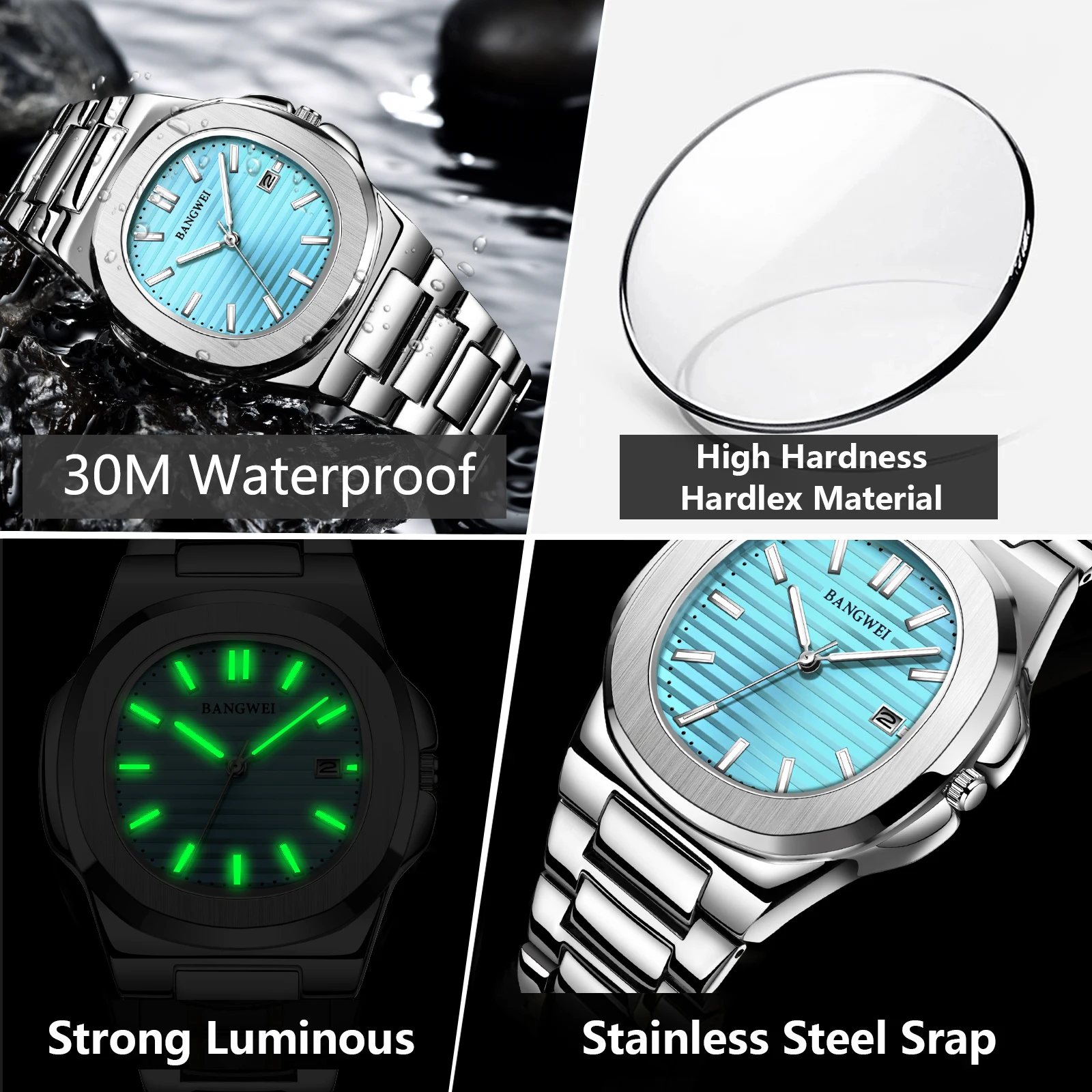 LIGE 2024 New Luxury Women Watch Fashion Waterproof Watch Ladies Luminous Date Stainless Steel Square Quartz Relogio Feminino