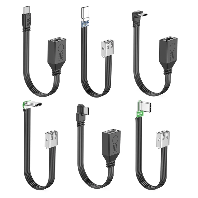 USB C to USB A Adapter OTG Cable 90 degree Type C Male to USB 2.0 Female Cable for MacBook Pro Samsung Xiaomi Laptop Computer