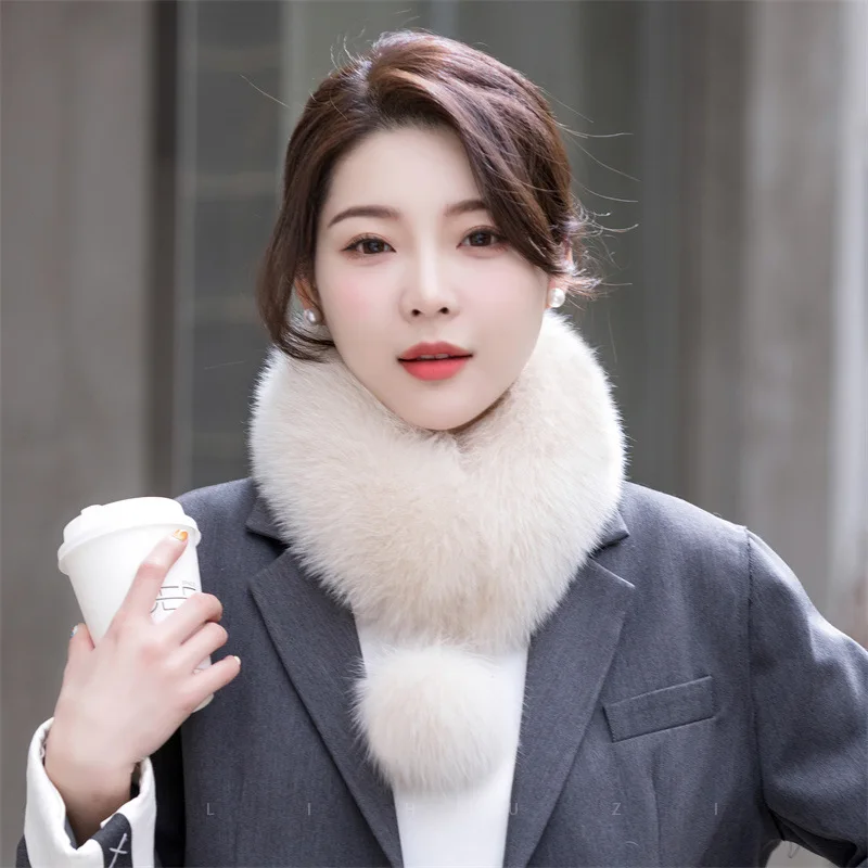 

Winter Ladies Real Fox Fur Scarf for Women Luxury Soft Fluffy Elegant Shawl Neck Wraps Neckerchief