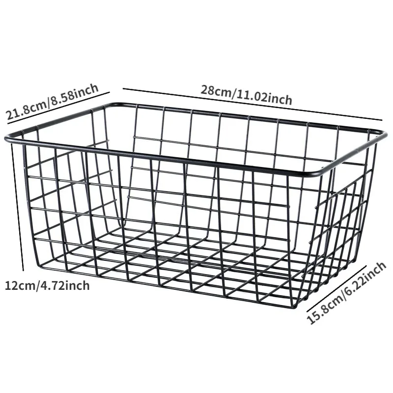 Iron Storage Basket Kitchen Desktop Snacks Utensils Children's Toys Classification Box Closet Clothing Organizing Baskets