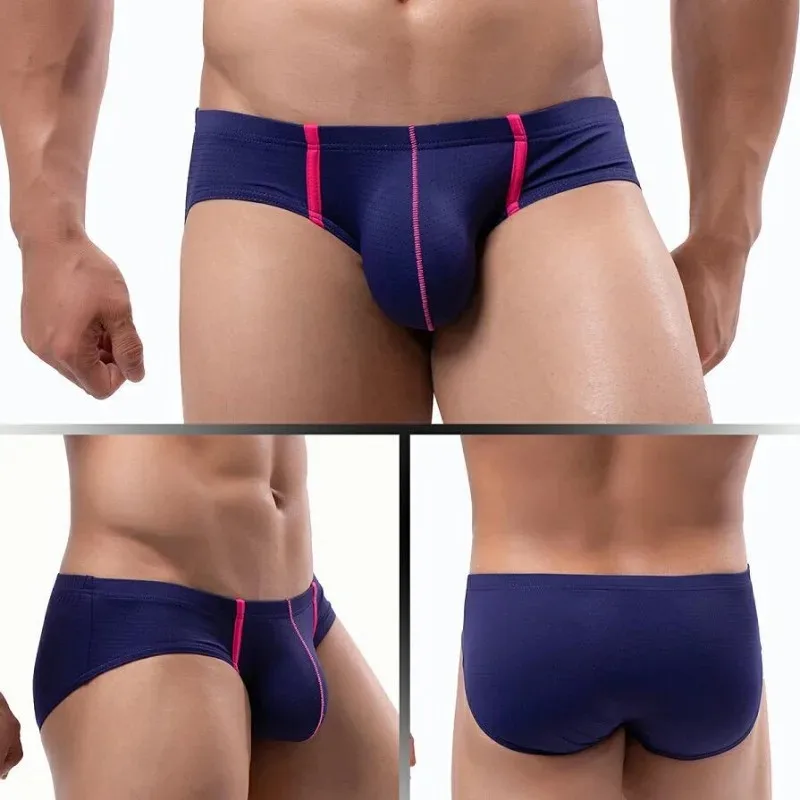 Ultra Soft Breathable Mesh Ice Silk Low Waist Mens Bikini Boxer Briefs Trunks Underwear Swimwear Sissy Gay Sexy Lingerie Panties